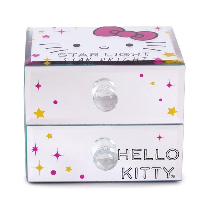 White / Pink Hello Kitty Hello Kitty Mirrored Compact Jewelry Box | CA_HK29849