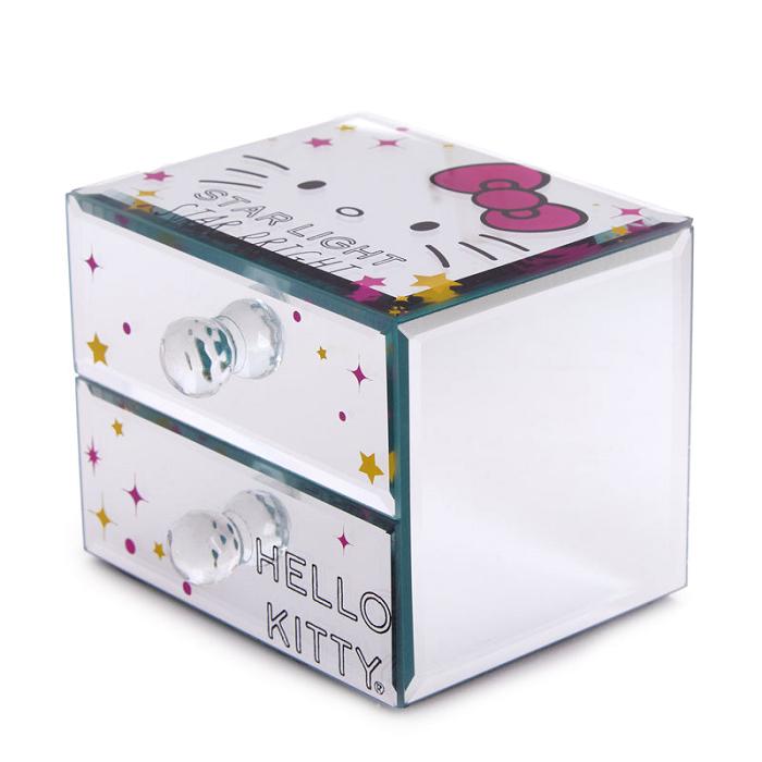 White / Pink Hello Kitty Hello Kitty Mirrored Compact Jewelry Box | CA_HK29849