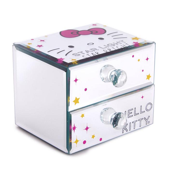 White / Pink Hello Kitty Hello Kitty Mirrored Compact Jewelry Box | CA_HK29849