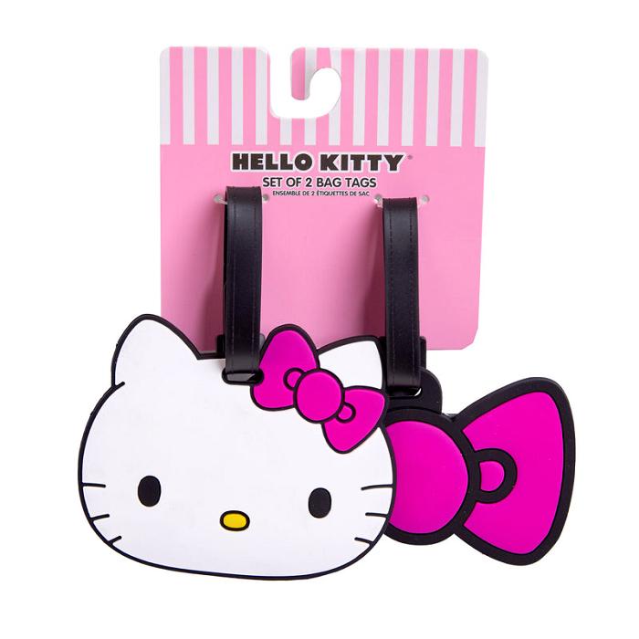 White / Pink Hello Kitty Hello Kitty Pink Bow 2-pc Luggage Tag Set | CA_HK57765