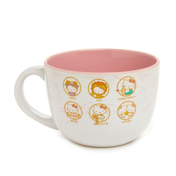 White / Pink Hello Kitty Hello Kitty Zodiac Ceramic Soup Mug | CA_HK70519