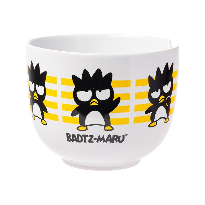 Yellow Hello Kitty Badtz-maru Ceramic Ramen Bowl and Chopstick Set (Stripes) | CA_HK63809