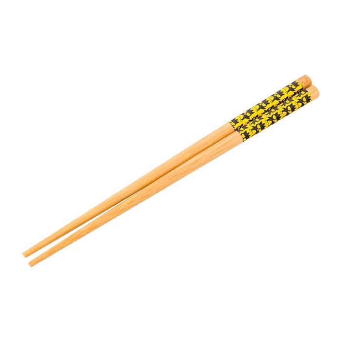 Yellow Hello Kitty Badtz-maru Ceramic Ramen Bowl and Chopstick Set (Stripes) | CA_HK63809