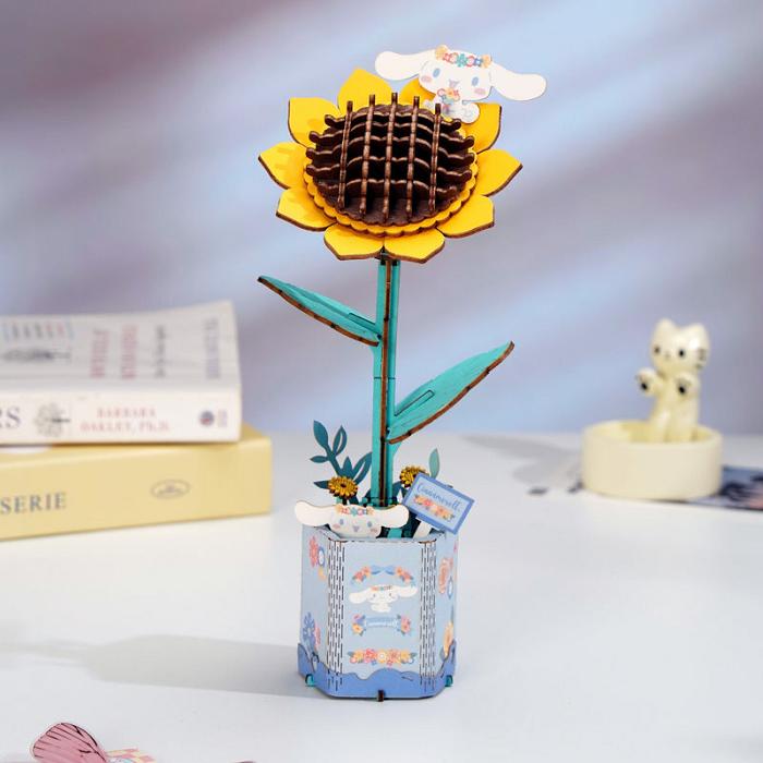 Yellow Hello Kitty Cinnamoroll Sunflower 3D Wooden Puzzle | CA_HK48812