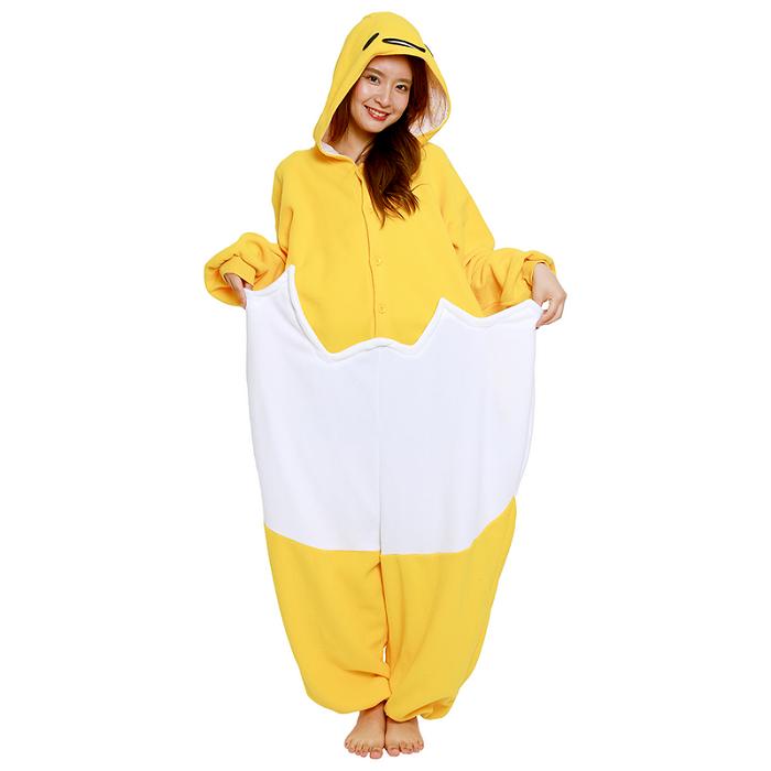 Yellow Hello Kitty Gudetama Kigurumi Onesie | CA_HK39519