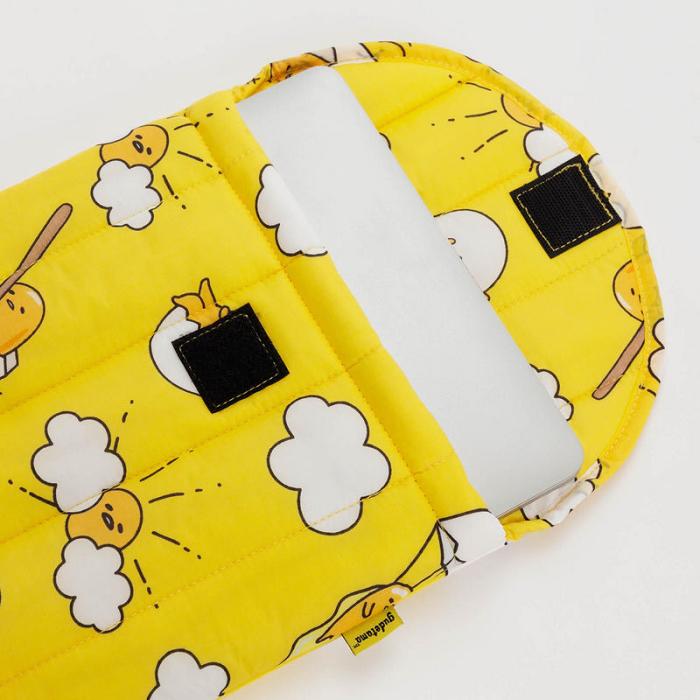 Yellow Hello Kitty Gudetama x Baggu Puffy Laptop Sleeve | CA_HK30335