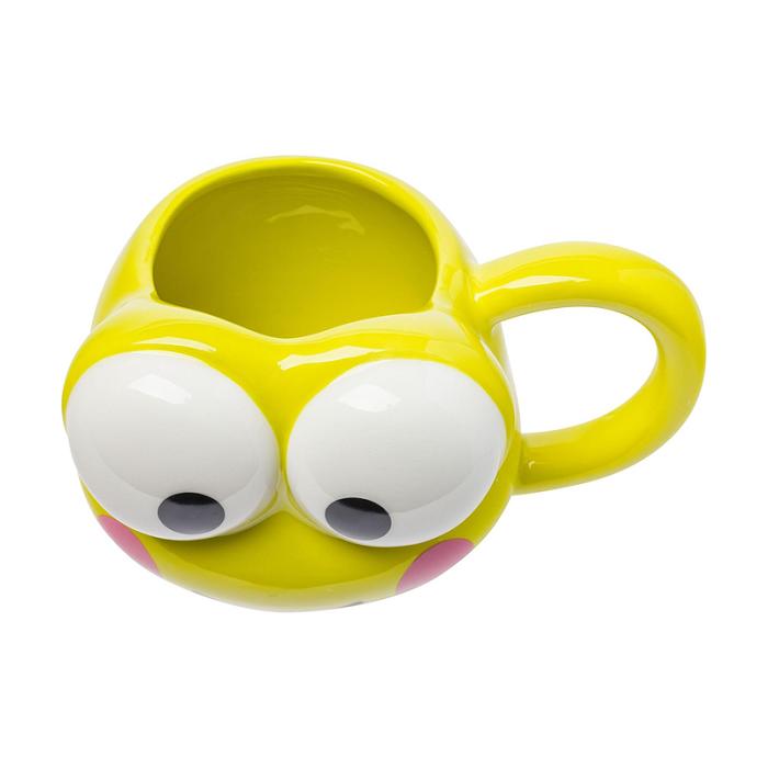 Yellow Hello Kitty Keroppi Face Sculpted Mug | CA_HK94202