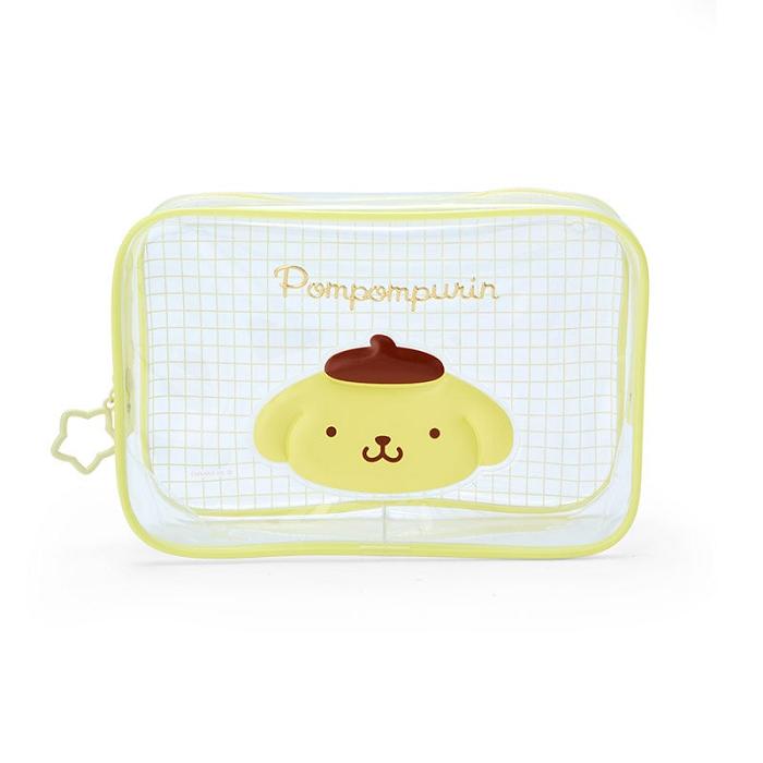 Yellow Hello Kitty Pompompurin Clear Grid Zipper Pouch | CA_HK48490