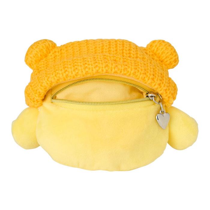 Yellow Hello Kitty Pompompurin Cozy Cap Mascot Clip Pouch | CA_HK55458