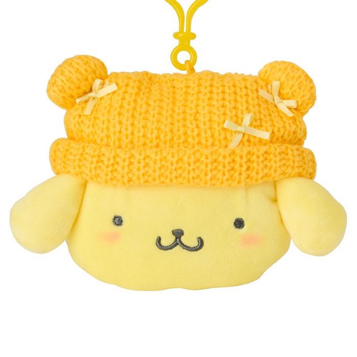 Yellow Hello Kitty Pompompurin Cozy Cap Mascot Clip Pouch | CA_HK55458