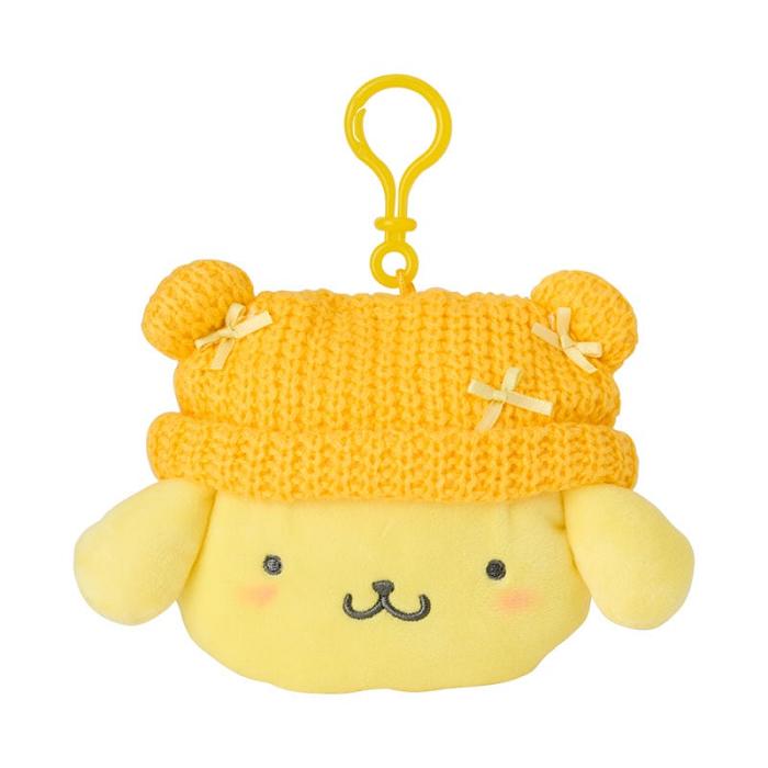 Yellow Hello Kitty Pompompurin Cozy Cap Mascot Clip Pouch | CA_HK55458