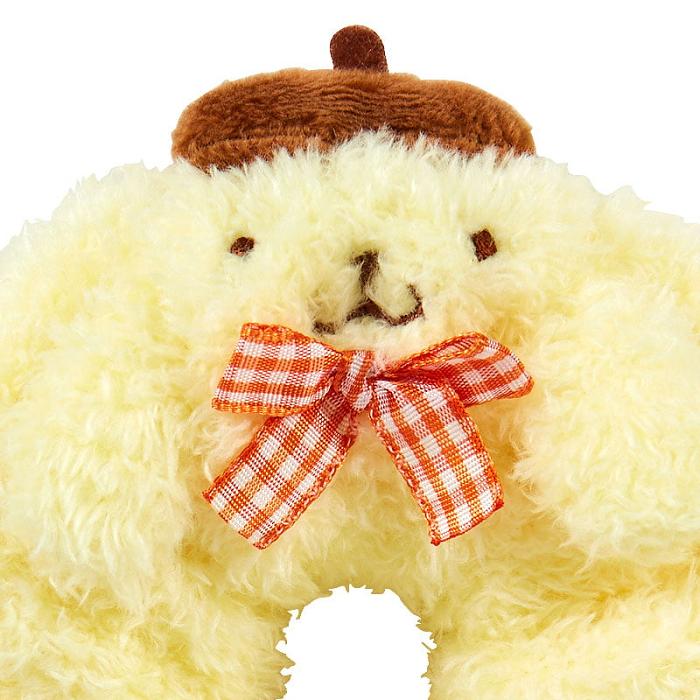 Yellow Hello Kitty Pompompurin Cozy Plush Scrunchie (Gingham Bow) | CA_HK42461