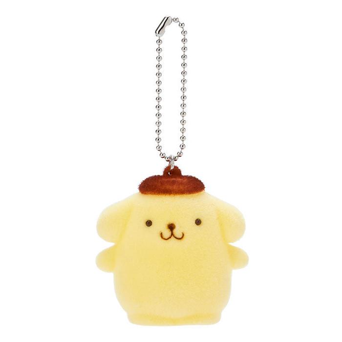 Yellow Hello Kitty Pompompurin Flocked Keychain Mascot | CA_HK13107