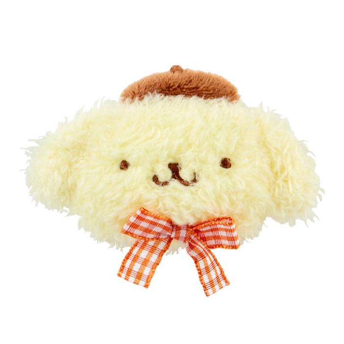 Yellow Hello Kitty Pompompurin Plush Hair Clip (Gingham Bow) | CA_HK62056